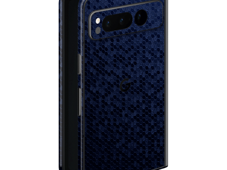 Google PIXEL FOLD LUXURIA Navy Blue HONEYCOMB 3D TEXTURED Skin Hot on Sale