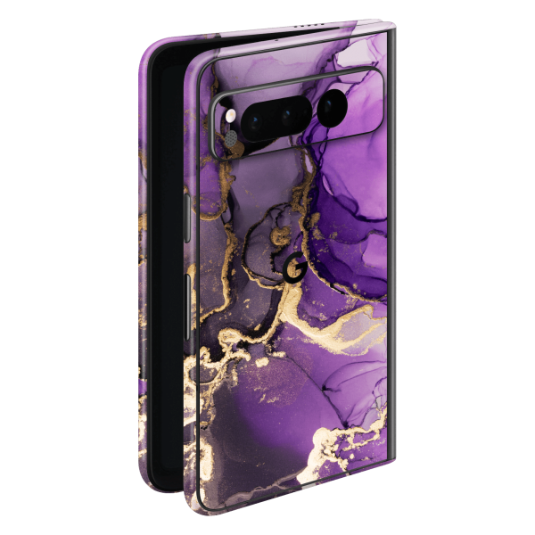 Google PIXEL FOLD SIGNATURE AGATE GEODE Purple-Gold Skin Fashion