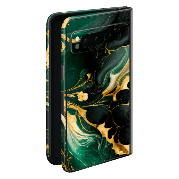 Google PIXEL FOLD SIGNATURE AGATE GEODE Royal Green-Gold Skin For Discount