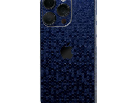 iPhone 16 Pro MAX LUXURIA Navy Blue HONEYCOMB 3D TEXTURED Skin Cheap