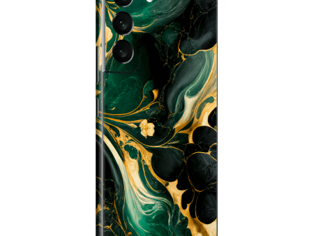 Samsung Galaxy S22+ PLUS SIGNATURE AGATE GEODE Royal Green-Gold Skin Online now