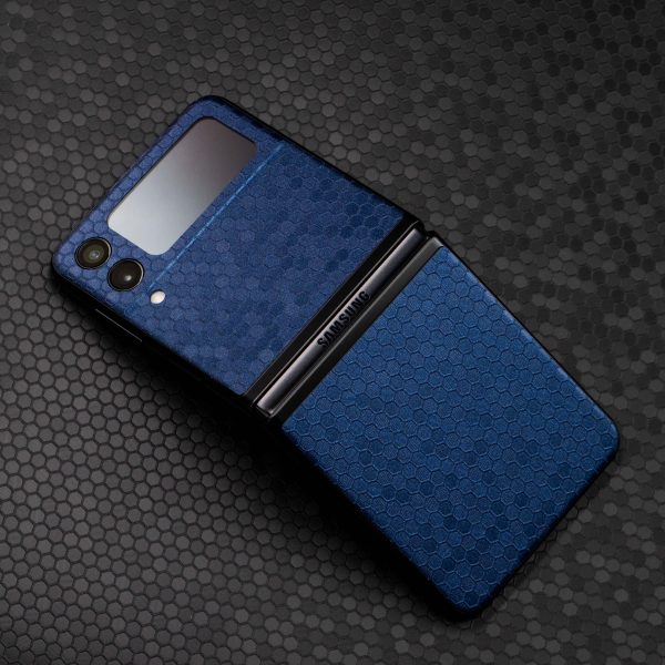 Samsung Galaxy Z Flip 3 LUXURIA Navy Blue HONEYCOMB 3D TEXTURED Skin Supply