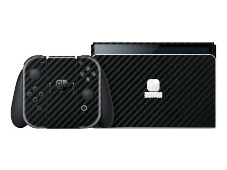 Nintendo Switch OLED 3D Textured CARBON Fibre Skin - BLACK on Sale