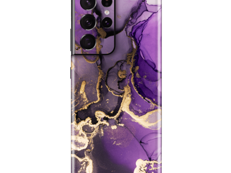 Samsung Galaxy S21 ULTRA SIGNATURE AGATE GEODE Purple-Gold Skin For Sale