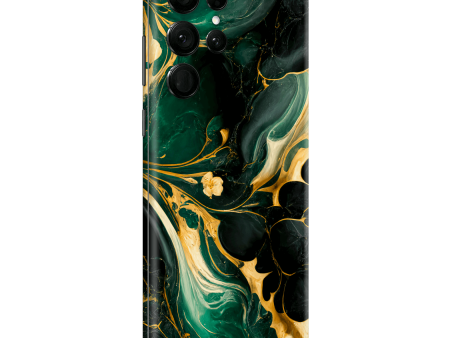 Samsung Galaxy S22 ULTRA - SIGNATURE AGATE GEODE Royal Green-Gold Skin Hot on Sale