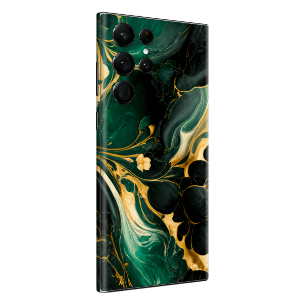 Samsung Galaxy S22 ULTRA - SIGNATURE AGATE GEODE Royal Green-Gold Skin Hot on Sale