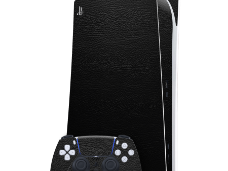 PlayStation 5 (PS5) DIGITAL EDITION LUXURIA RIDERS Black LEATHER Textured Skin Supply