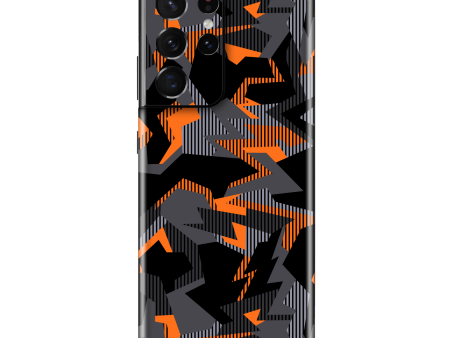 Samsung Galaxy S21 ULTRA SIGNATURE Sharp-Edged Orange CAMO Skin Cheap