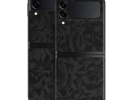 Samsung Galaxy Z Flip 3 LUXURIA BLACK CAMO 3D TEXTURED Skin For Cheap