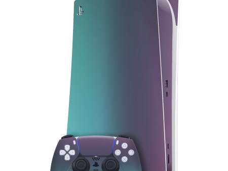 PlayStation 5 (PS5) DIGITAL EDITION CHAMELEON TURQUOISE LAVENDER Matt Metallic Skin For Discount