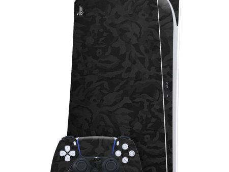 PlayStation 5 (PS5) DIGITAL EDITION LUXURIA BLACK CAMO 3D TEXTURED Skin Hot on Sale