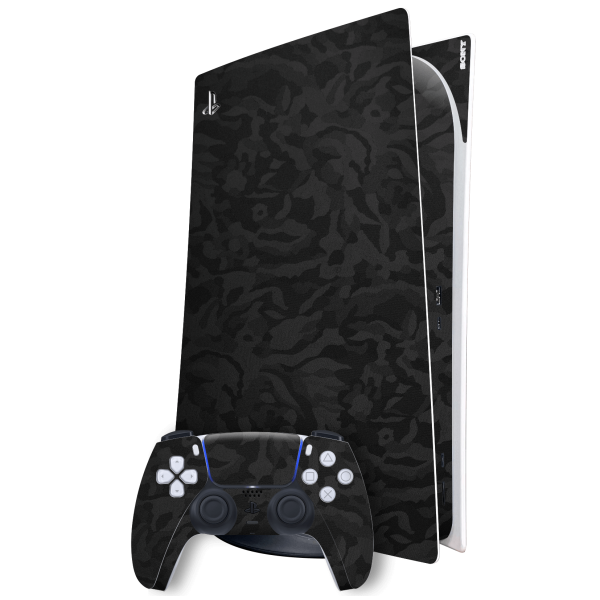 PlayStation 5 (PS5) DIGITAL EDITION LUXURIA BLACK CAMO 3D TEXTURED Skin Hot on Sale