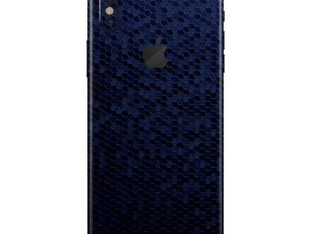 iPhone XS MAX LUXURIA Navy Blue HONEYCOMB 3D TEXTURED Skin Cheap