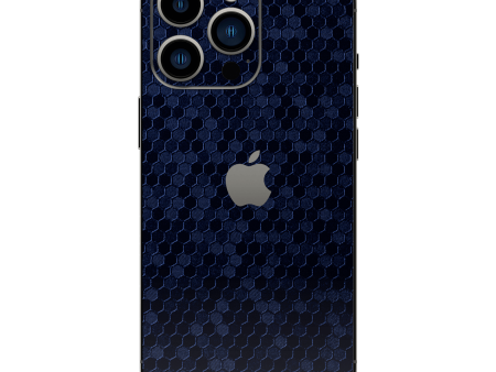 iPhone 13 PRO LUXURIA Navy Blue HONEYCOMB 3D TEXTURED Skin Cheap