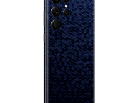 Samsung Galaxy S22 ULTRA - LUXURIA 3D TEXTURED Navy Blue HONEYCOMB Skin Online Sale