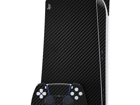 PlayStation 5 (PS5) DIGITAL EDITION Textured CARBON Fibre Skin - BLACK Sale